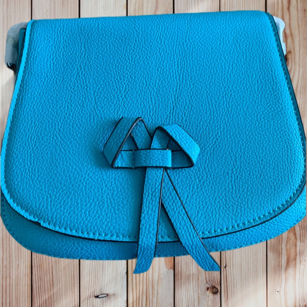 Blue Scuba Bow Flower Crossbody Bag Purse NEW - Picture 4 of 10